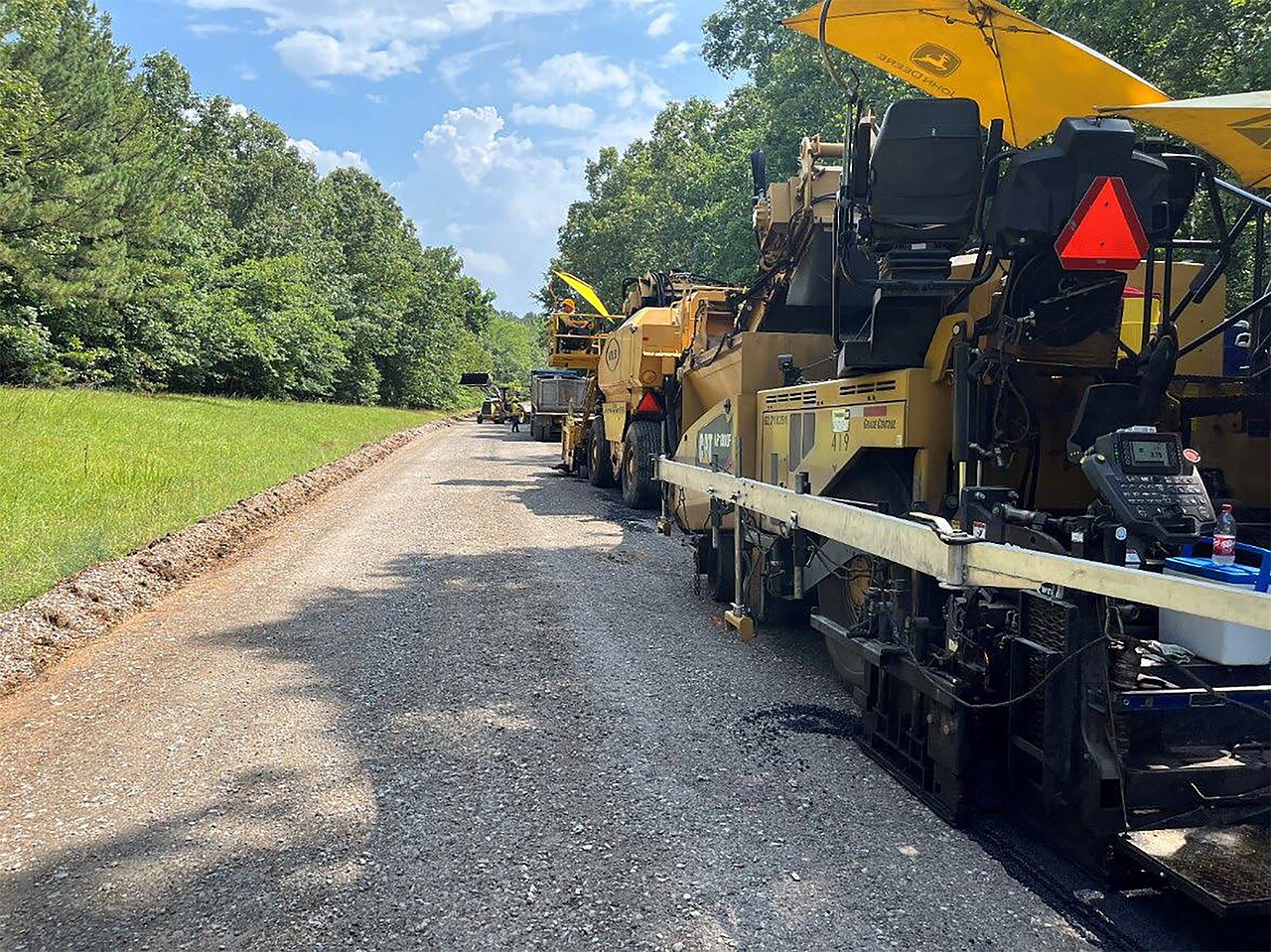 Heavy equipment working on a road construction project